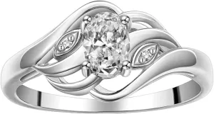 RYLOS Ring featuring Classic Style, 6X4MM Birthstone Gemstone, & Diamonds - Elegant Jewelry for Women in Sterling Silver, Sizes 5-10