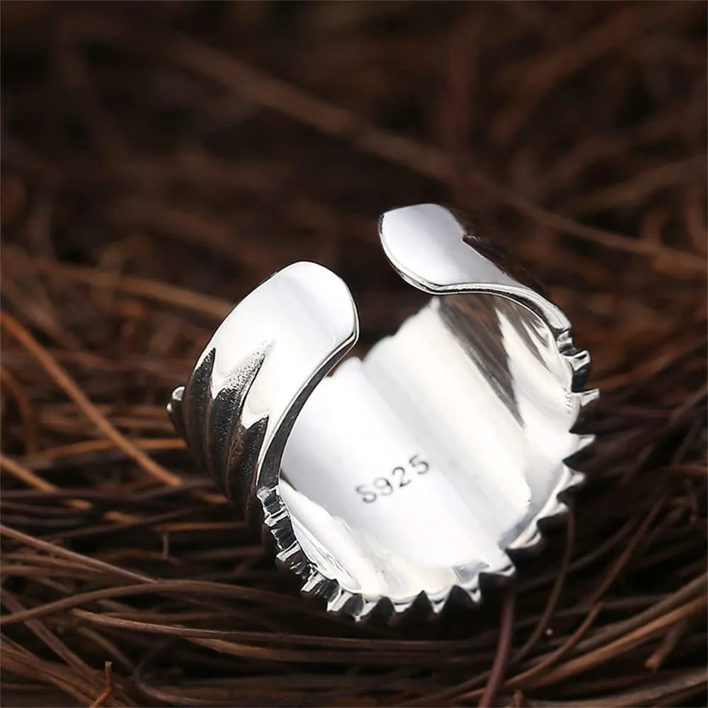 S925 Sterling Silver Men's Virgin Mary Ring, Gothic Vintage Open Adjustable Virgin Mary Ring