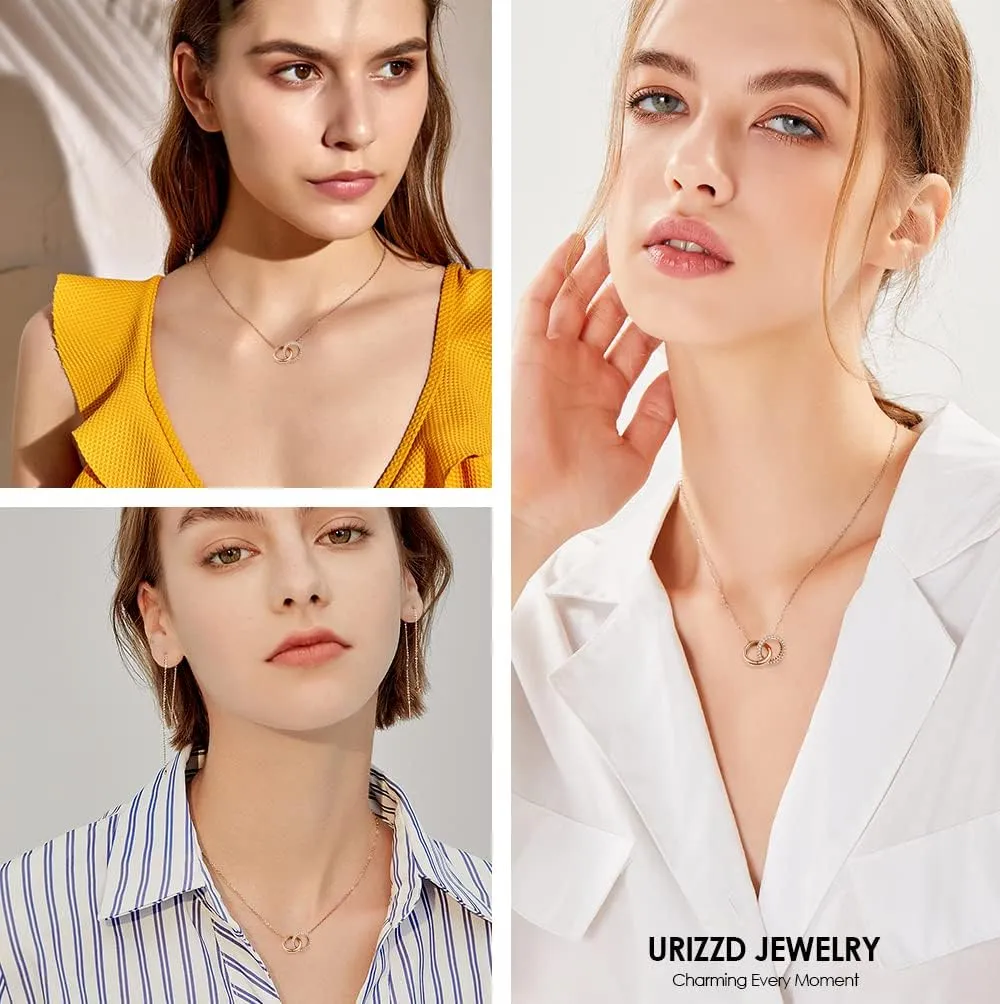 S925 Sterling Silver Necklace for Women Cubic Zirconia Pendant White/Rose Gold Plated Necklace Gifts for Women