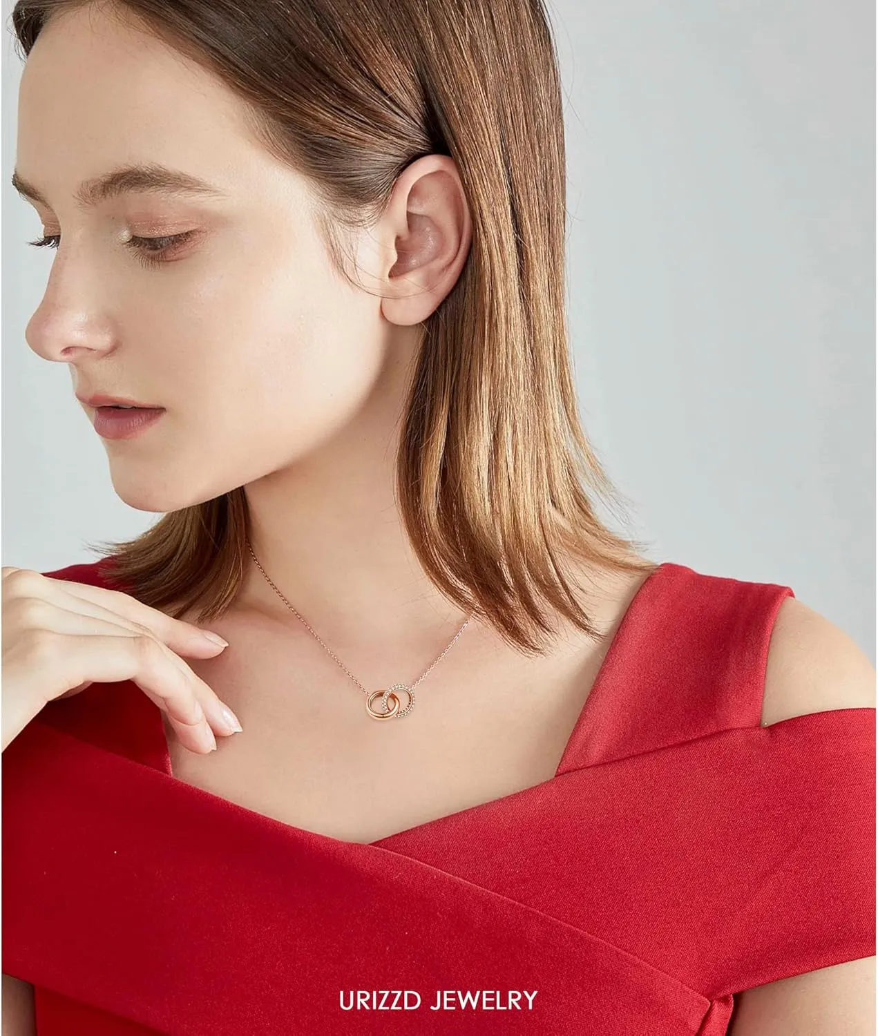 S925 Sterling Silver Necklace for Women Cubic Zirconia Pendant White/Rose Gold Plated Necklace Gifts for Women