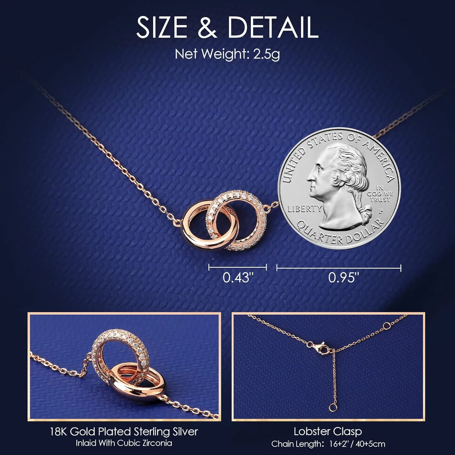 S925 Sterling Silver Necklace for Women Cubic Zirconia Pendant White/Rose Gold Plated Necklace Gifts for Women