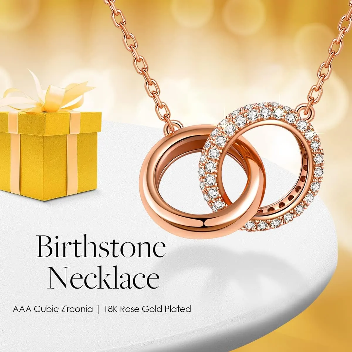 S925 Sterling Silver Necklace for Women Cubic Zirconia Pendant White/Rose Gold Plated Necklace Gifts for Women