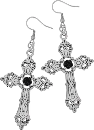 Sacina Goth Gothic Cross Earrings, Zinc Alloy Cross Pendant, Halloween Christmas New Year Jewelry Gift for Women