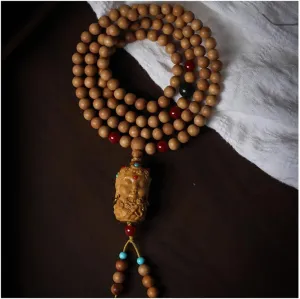 Sandalwood Bracelet with Tara Pendant Buddhist Bead Rosary Beads Necklace Meditation Handstring Accessory Gift