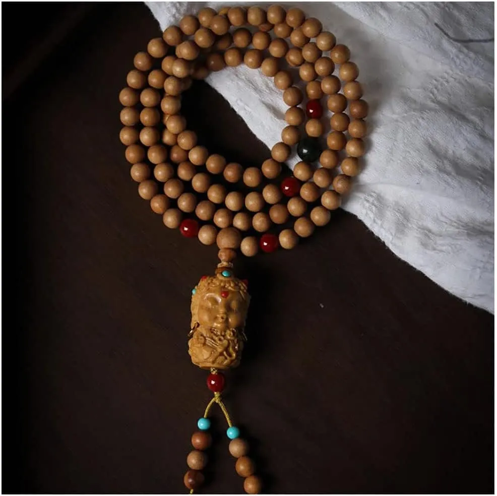 Sandalwood Bracelet with Tara Pendant Buddhist Bead Rosary Beads Necklace Meditation Handstring Accessory Gift