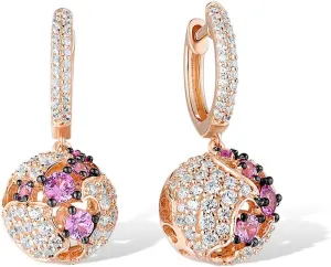 Santuzza 925 Sterling Silver Ball Earrings Cubic Zirconia Drop Earrings Fine Jewelry for Women