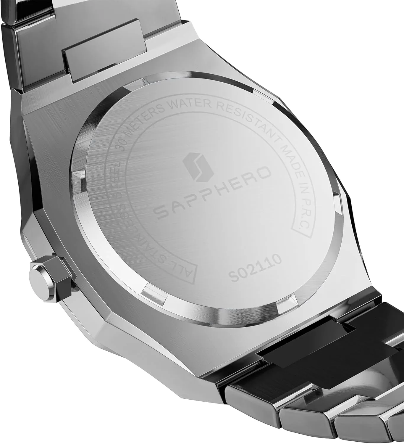 SAPPHERO Men's Watch Octagonal Stainless Steel 30M Waterproof Luminous Wristwatch Luxury Analog Quartz Watch for Men with Date Elegant Mens