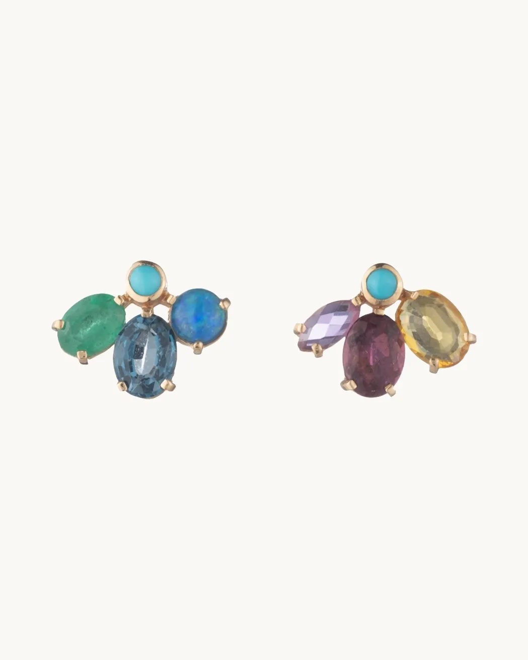 scosha tourmaline fan studs with turquoise