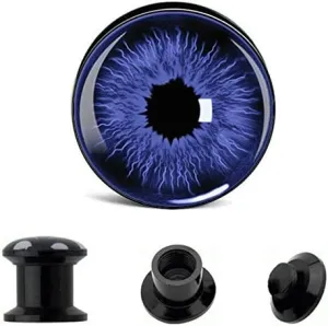 Screw Plug Acrylic Blue Eye Pupil Tunnel Expander Piercing Earrings