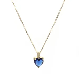 September Birthstone Necklace for Women 14K Gold Plated Sapphire Heart Necklace Blue Pendant Necklace September Birthstone Jewelry September Birthday Gifts for Women Girls