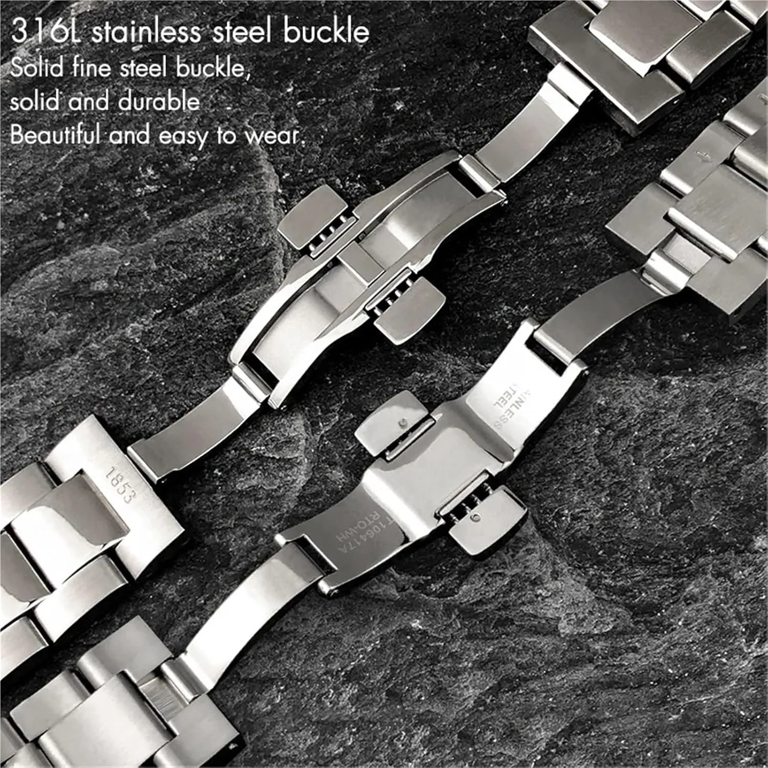 SERDAS Stainless Steel Curved End Watchband 22mm For Tissot 1853 V8 Series for T106.410 T106410 Band Watch Strap Men Women