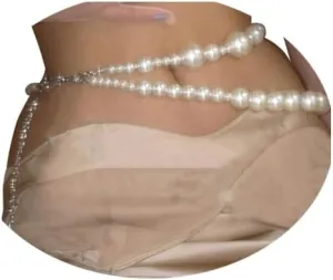 Sexy Double Layered Pearl Waist Chain Belt for Women Summer Bikini Beads Belly Body Chain Festival Rave Pearl Belly Belt Body Jewelry Accessories