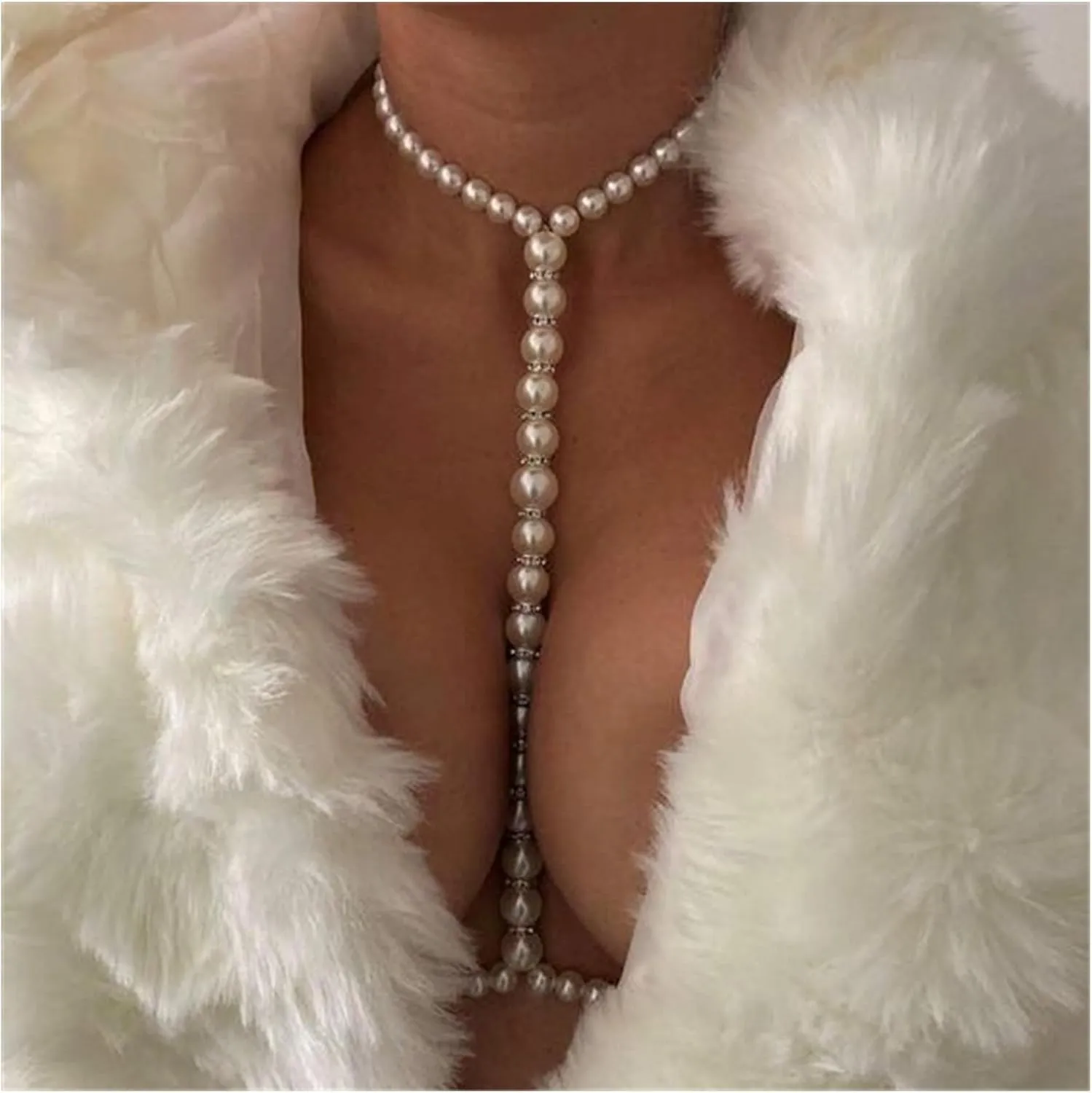 Sexy Summer Beach Pearl Body Chain Jewelry - Trendy Waist Bra Chain Necklace for Women
