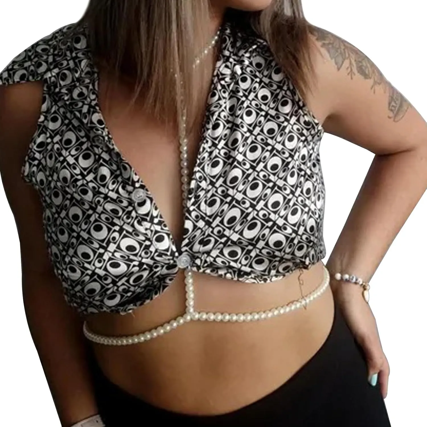 Sexy Summer Beach Pearl Body Chain Jewelry - Trendy Waist Bra Chain Necklace for Women