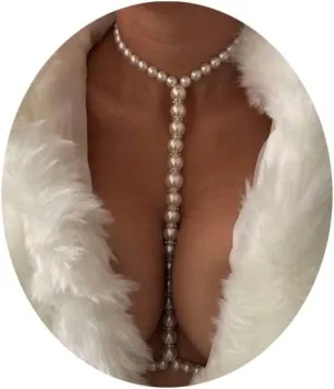 Sexy Summer Beach Pearl Body Chain Jewelry - Trendy Waist Bra Chain Necklace for Women