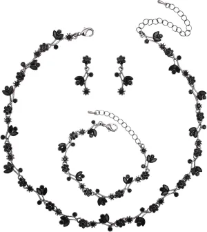 SFE Elegant Brides Austrian Crystal Flower Choker Necklace Drop Dangle Earring Bracelet Wedding Jewelry Set for Bridesmaid Prom Costume Jewelry Set for Women
