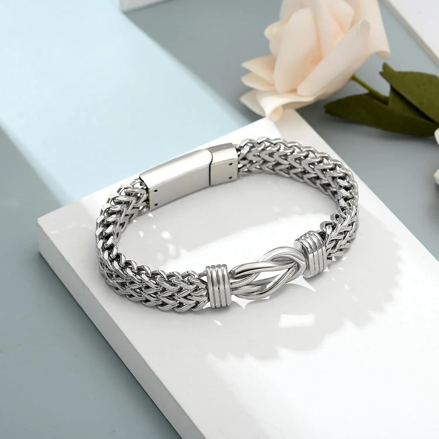 shajwo Cremation Jewelry Infinity Knot Urn Bracelet for Human Ashes for Women Men Memorial Keepsake Link Bracelet