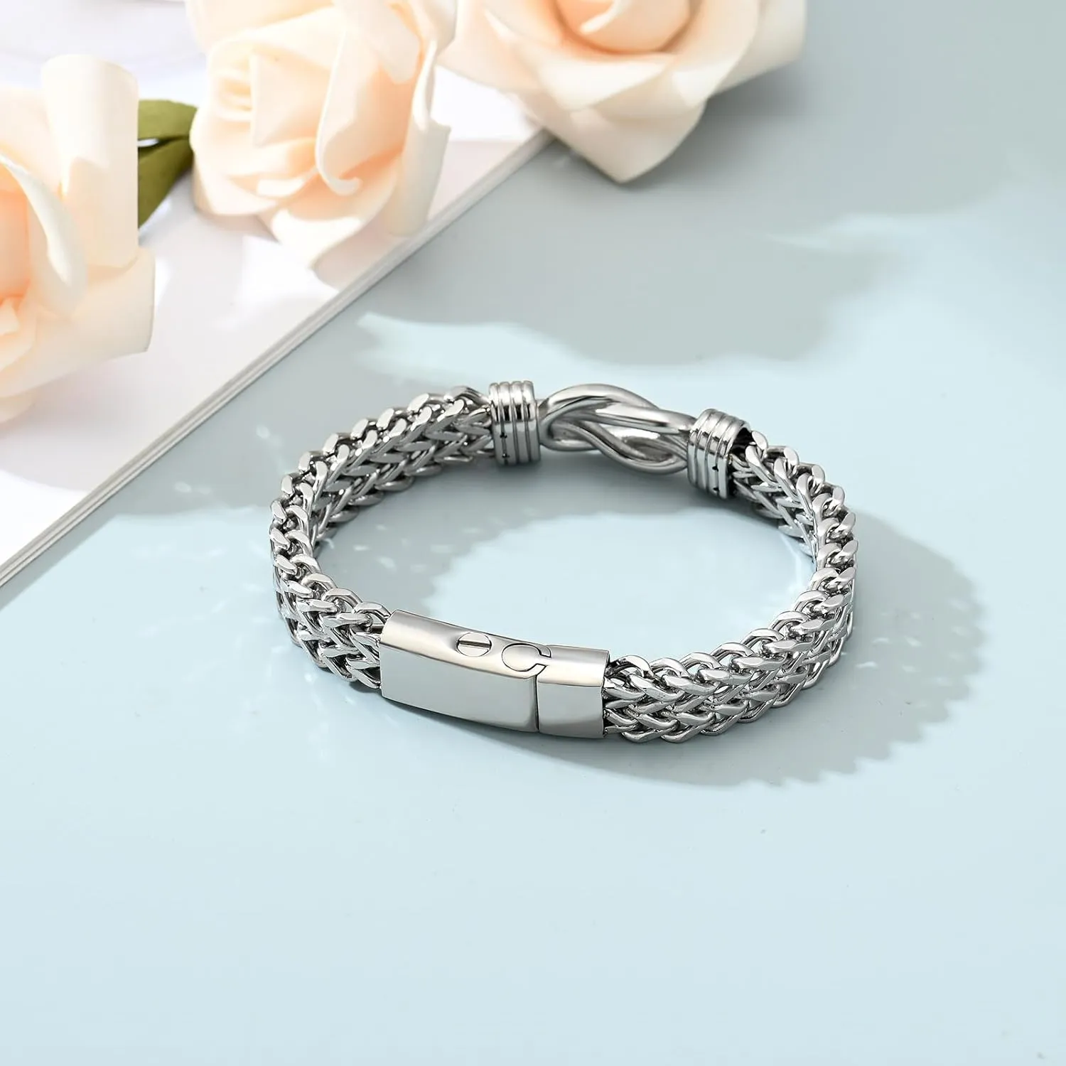 shajwo Cremation Jewelry Infinity Knot Urn Bracelet for Human Ashes for Women Men Memorial Keepsake Link Bracelet
