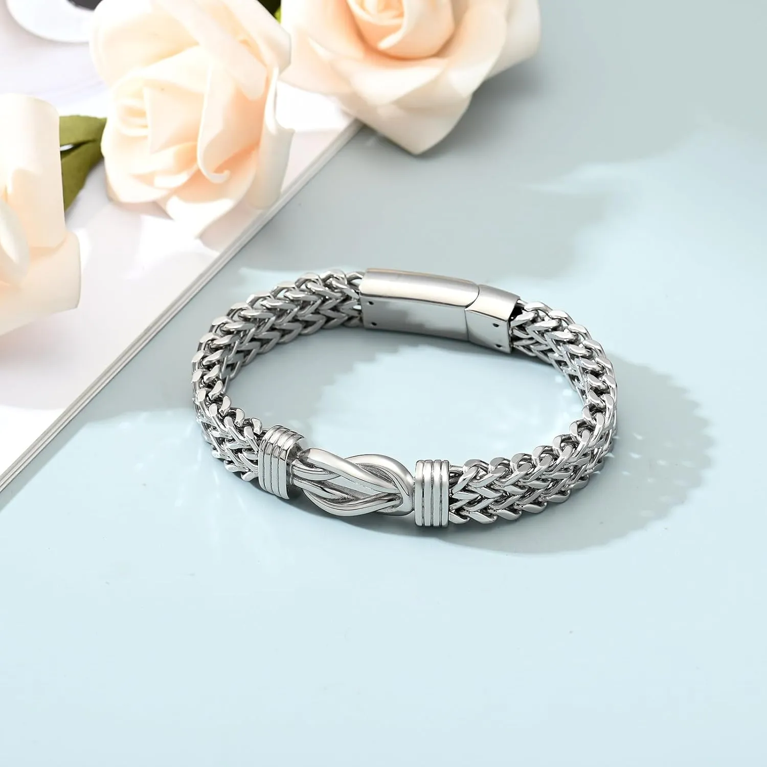 shajwo Cremation Jewelry Infinity Knot Urn Bracelet for Human Ashes for Women Men Memorial Keepsake Link Bracelet