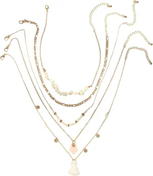 SHENHE Women's Gold Plated Pendant Layered Necklace Charm Paperclip Chain Jewelry