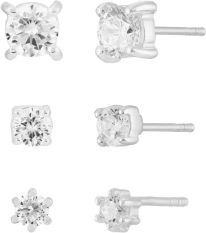Silpada 'Stack Em Up' Sterling Silver Cubic Zirconia Studs, Set of 3