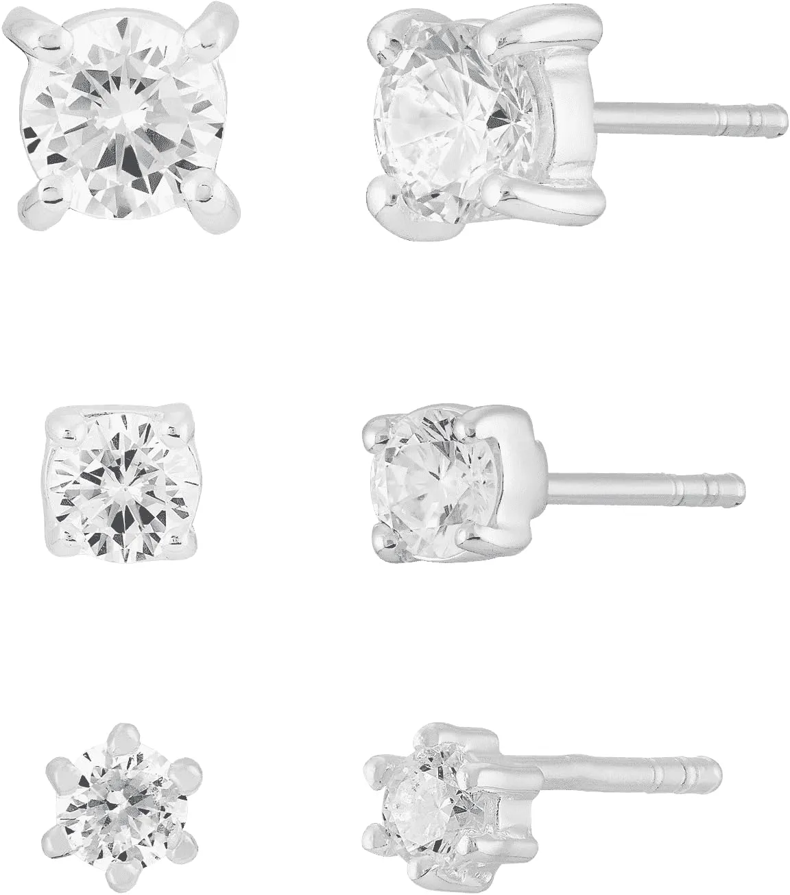 Silpada 'Stack Em Up' Sterling Silver Cubic Zirconia Studs, Set of 3