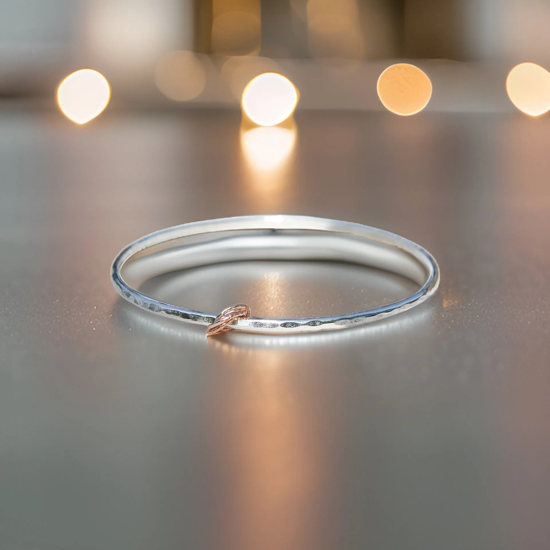 Silver Bangle with Gold Rings