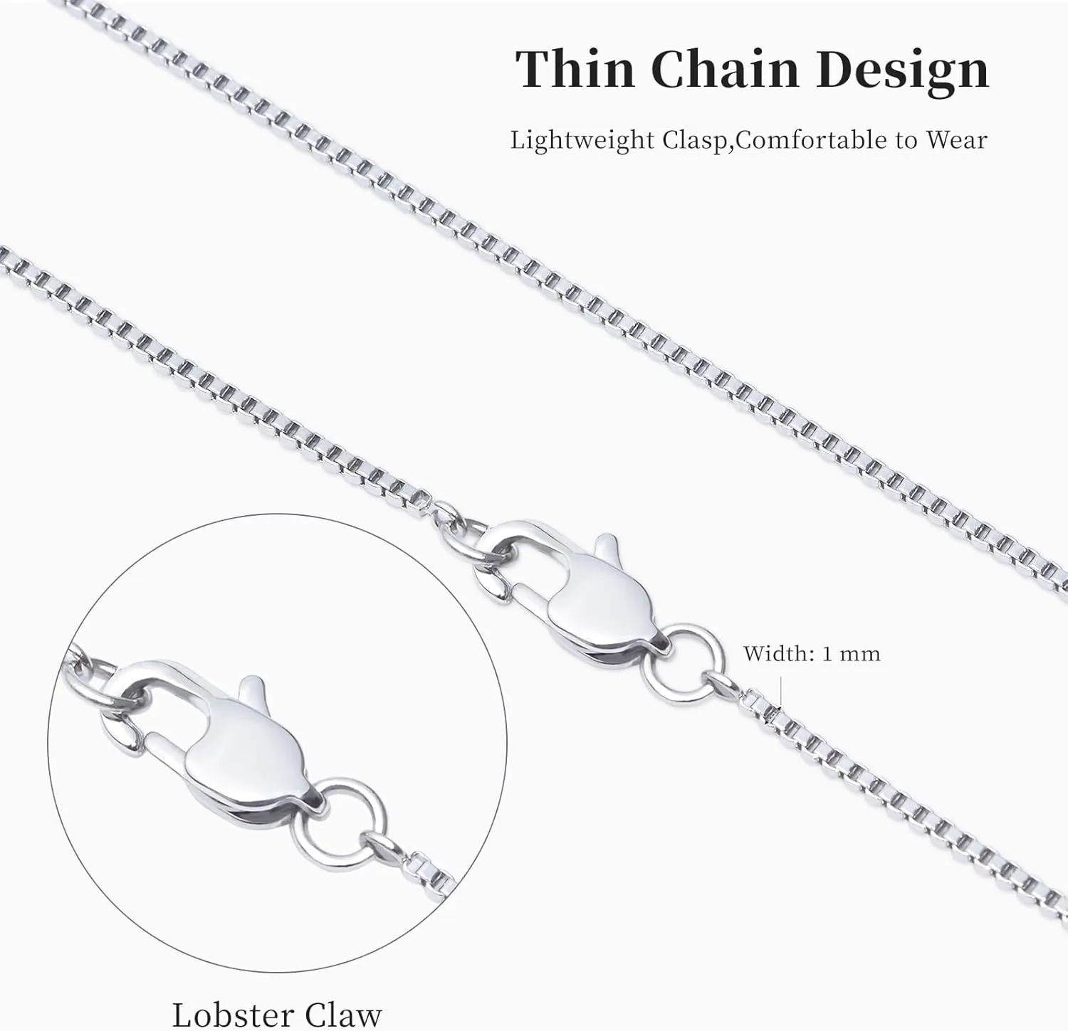 Silver Chain Necklace for Women, Silver Stainless Steel Necklace Chain for Women As a Gift for Your Lover, Family, Elder, Friends and Colleagues Length of 16 18 20 22 24 26 28 30 Inch