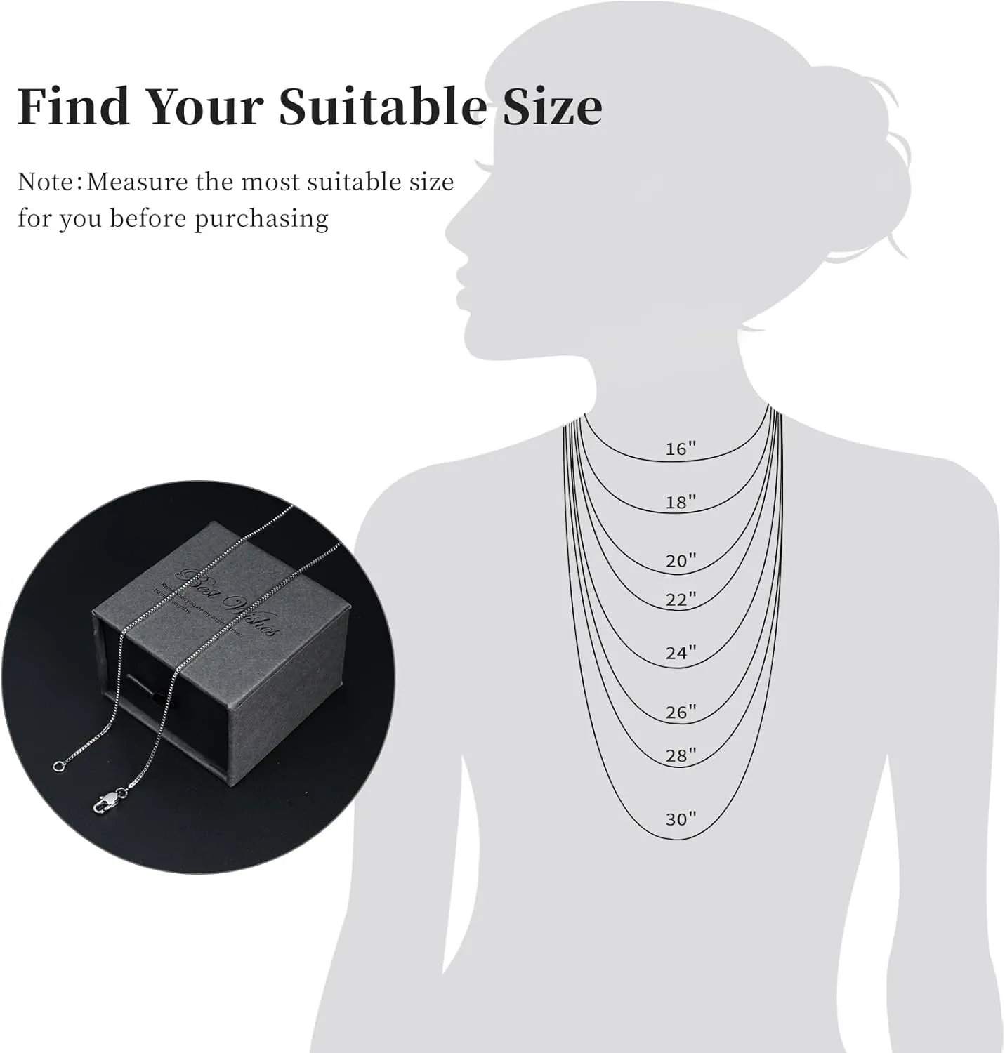 Silver Chain Necklace for Women, Silver Stainless Steel Necklace Chain for Women As a Gift for Your Lover, Family, Elder, Friends and Colleagues Length of 16 18 20 22 24 26 28 30 Inch