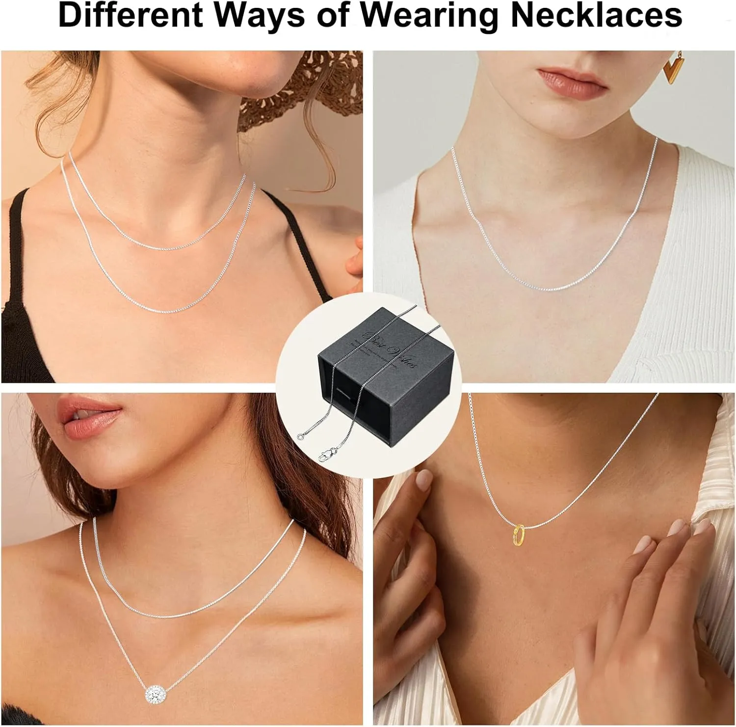 Silver Chain Necklace for Women, Silver Stainless Steel Necklace Chain for Women As a Gift for Your Lover, Family, Elder, Friends and Colleagues Length of 16 18 20 22 24 26 28 30 Inch