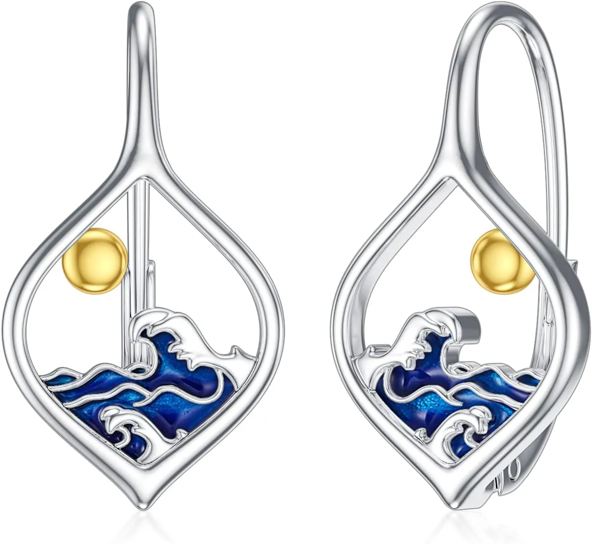 SIMONLY Wave Earrings 925 Sterling Silver Opal Earrings Hypoallergenic Wave Beach Bracelet Ocean Jewelry Christmas Birthday Gifts for Women Mom Girlfriend