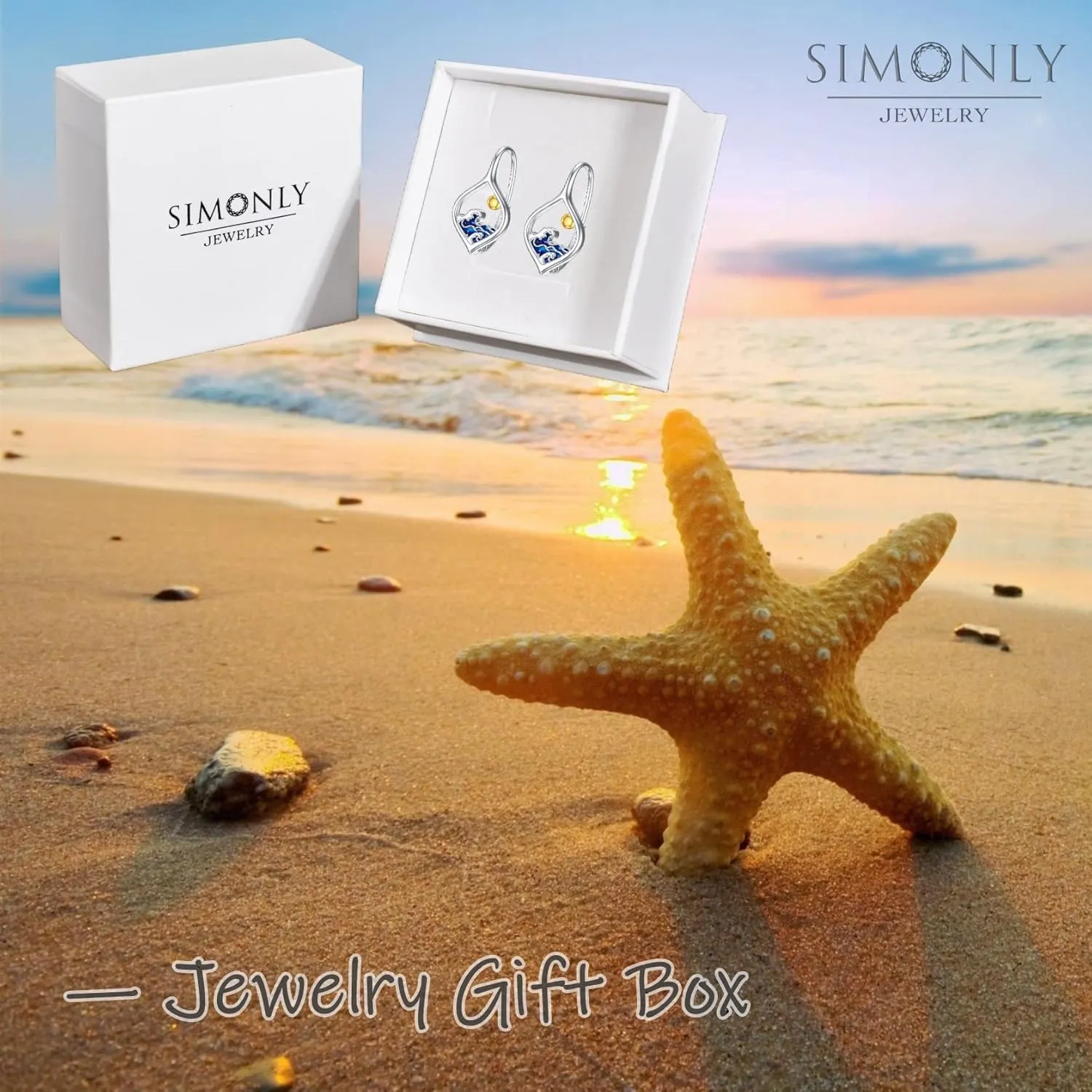 SIMONLY Wave Earrings 925 Sterling Silver Opal Earrings Hypoallergenic Wave Beach Bracelet Ocean Jewelry Christmas Birthday Gifts for Women Mom Girlfriend