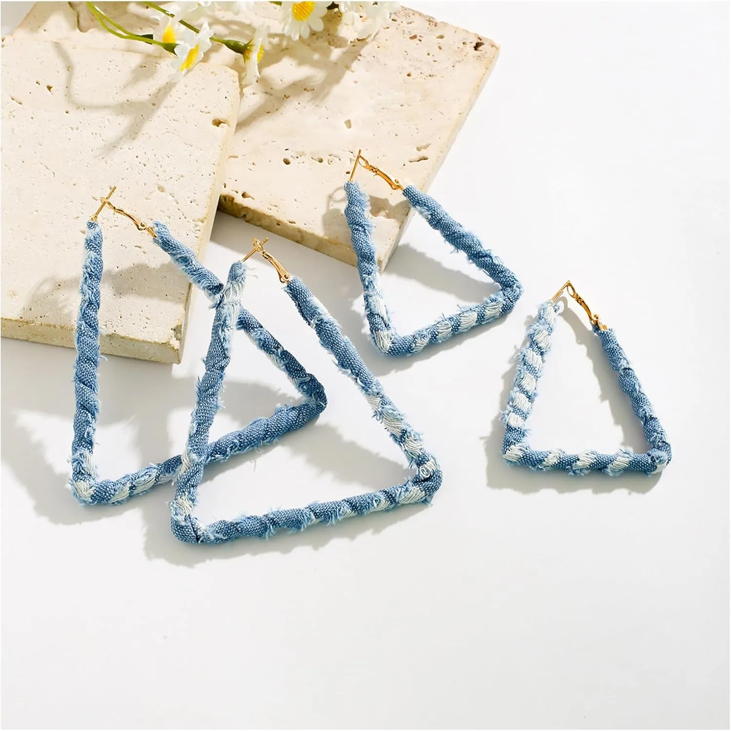 Simple Denim Heart Hoop Earrings Simple Exaggerated Big Star Heart Round Earrings Statement Summer Beach Earrings Accessories Jewelry for Women
