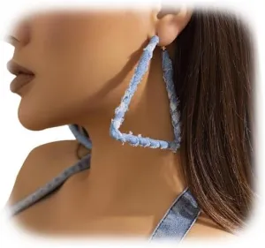 Simple Denim Heart Hoop Earrings Simple Exaggerated Big Star Heart Round Earrings Statement Summer Beach Earrings Accessories Jewelry for Women