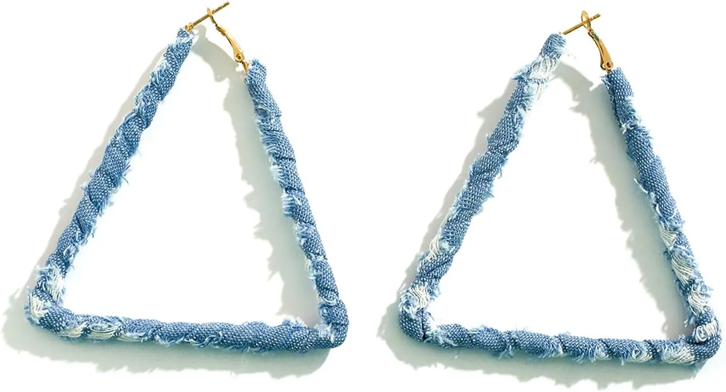 Simple Denim Heart Hoop Earrings Simple Exaggerated Big Star Heart Round Earrings Statement Summer Beach Earrings Accessories Jewelry for Women