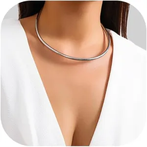 Simple Metal Collar Necklace Open Round Clavicle Chain Summer Beach Body Chain Jewelry Festival Statement Collar Choker Necklace for Women