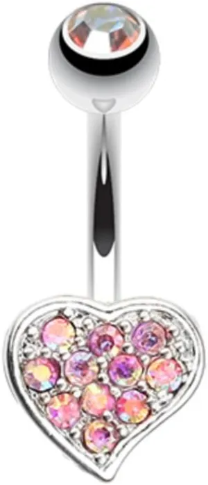 Simple Multi-Gem Heart WildKlass Belly Button Ring
