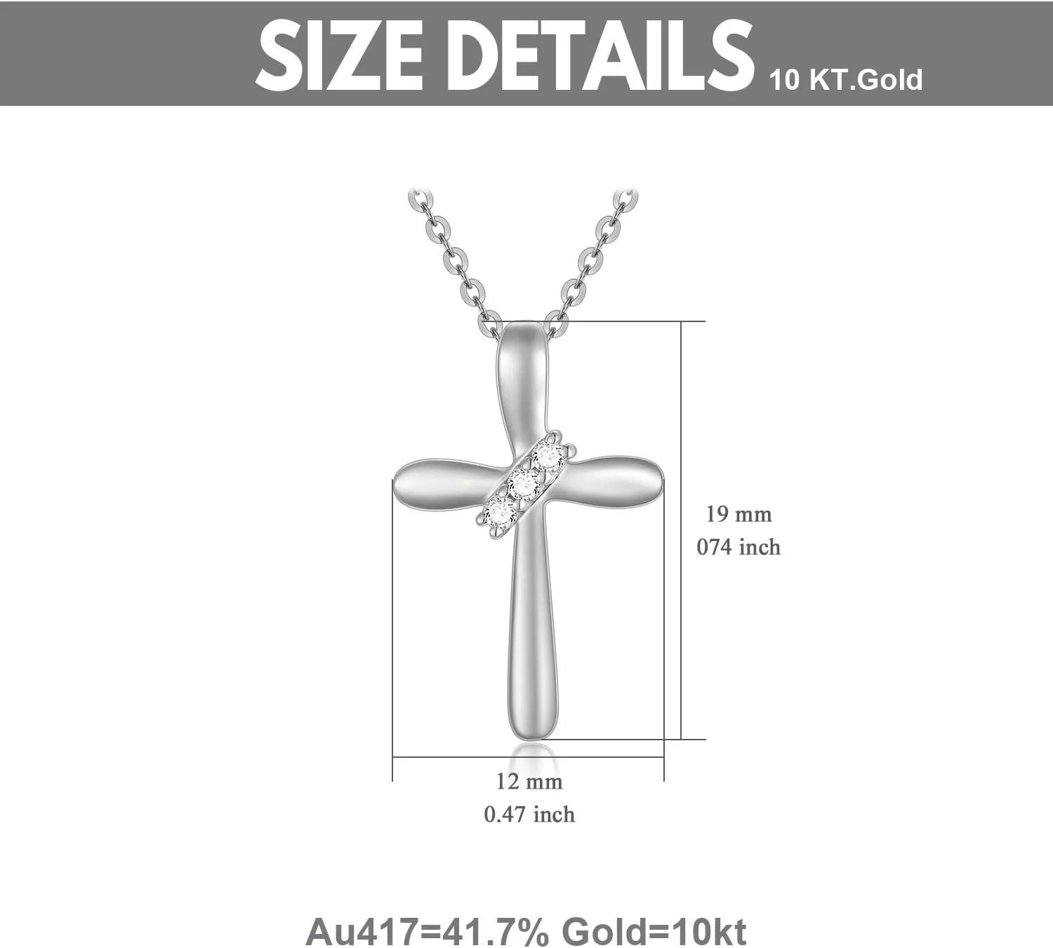 SISGEM 10K Real Gold Diamond Cross Necklace for Women, Natural Round-cut Diamond Accent Gold Cross Pendant Anniversary Love Gift Jewelry for Her, 18 inch