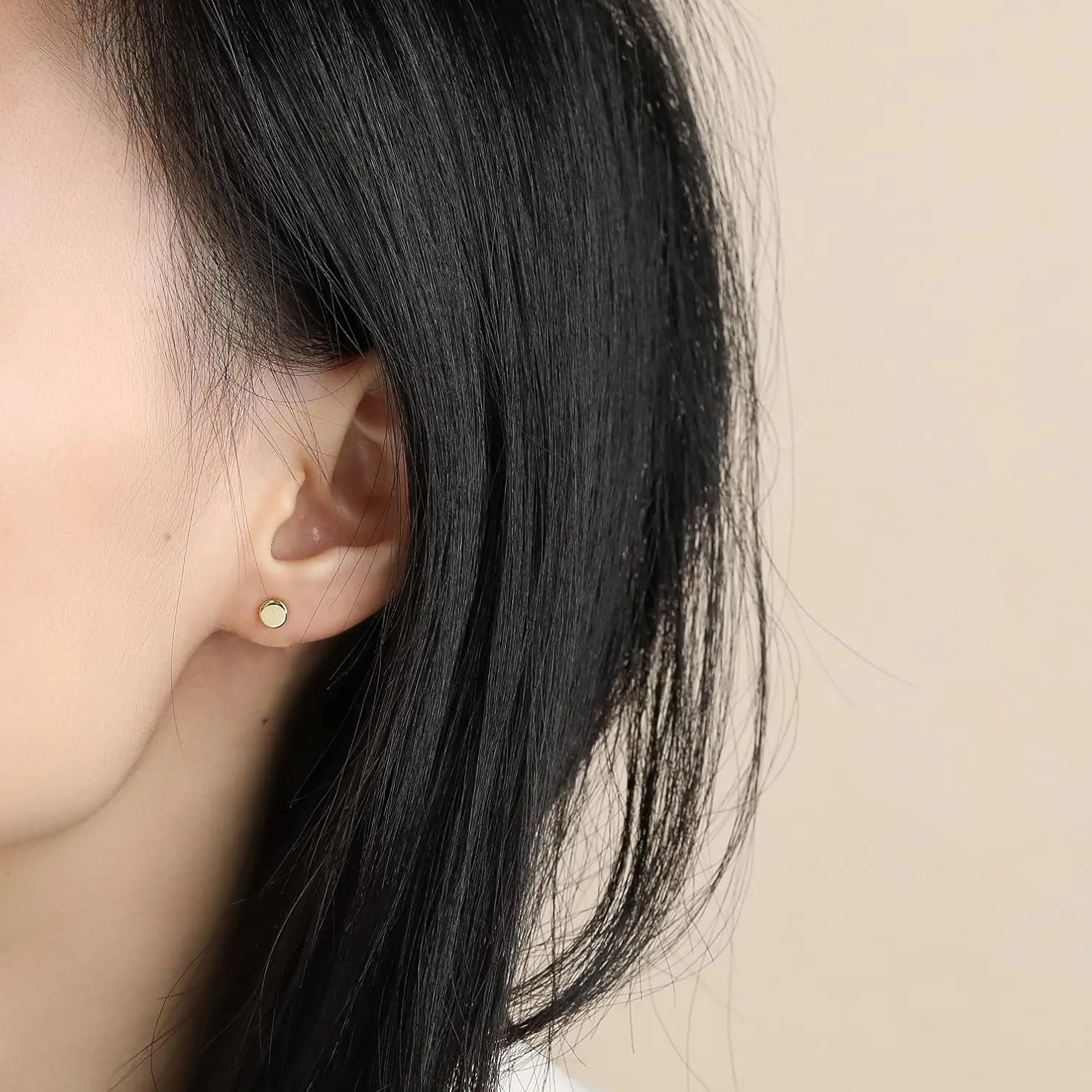 S.Leaf Sterling Silver Stud Earrings for Women Gold Plated Tiny Dot Disc Star Coin Earrings Small Round Tiny Earrings Dainty Simple Earrings for Women