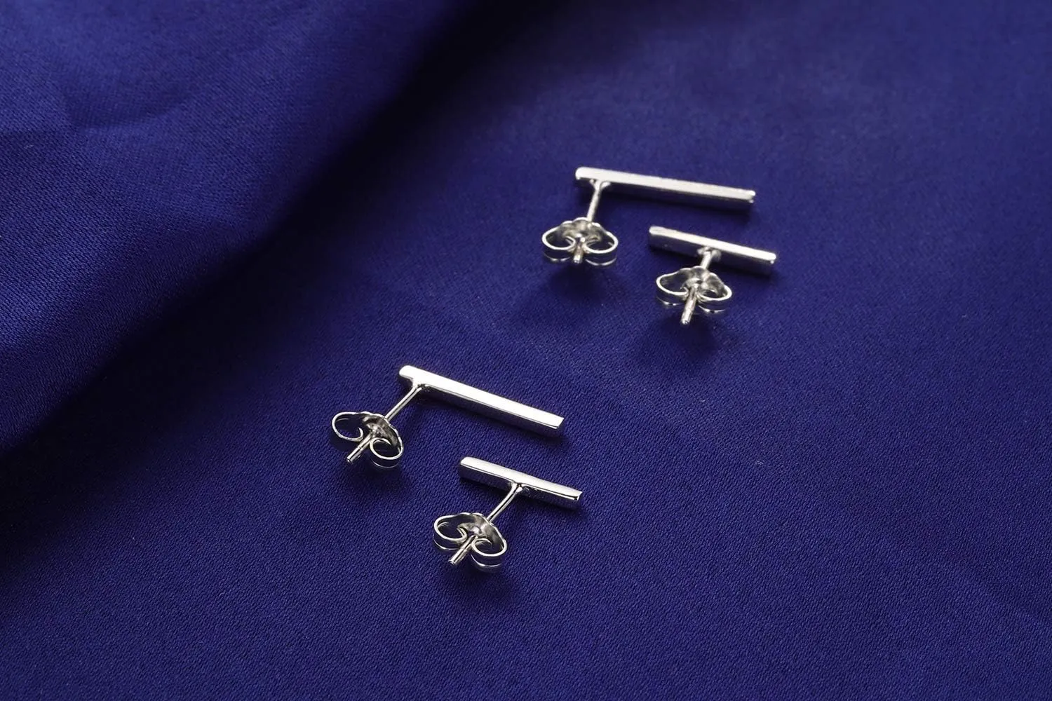 SLUYNZ 925 Sterling Silver Bar Studs Earrings Set for Women Two Pairs of Square Flat Bar Earrings Studs