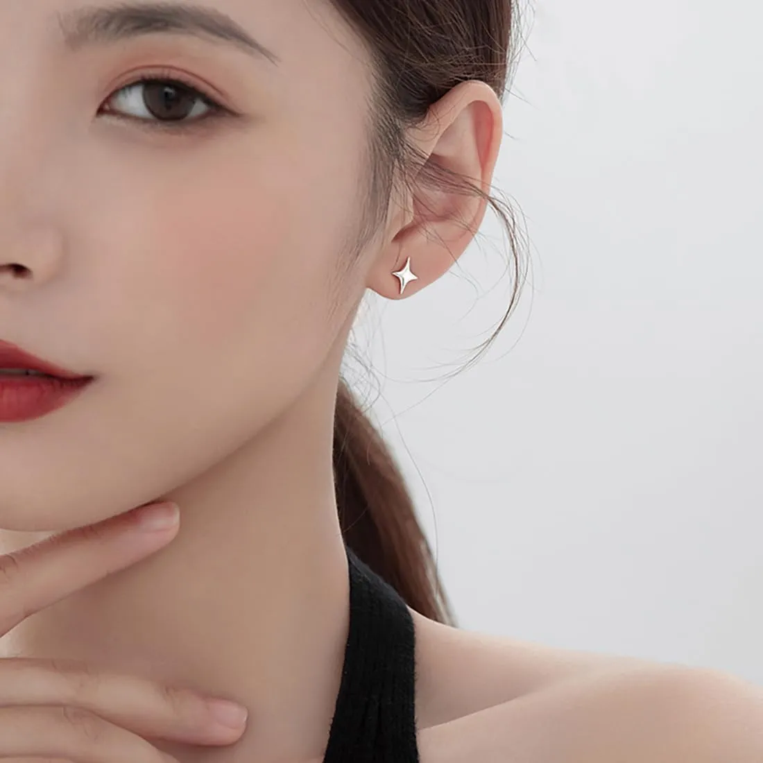 SLUYNZ 925 Sterling Silver Star Earrings Studs for Women Teens Dainty Post Studs Earrings Asymmetric Earrings