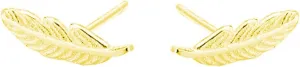 SLUYNZ Genuine 925 Sterling Silver Tiny Feather Studs Earrings for Women Teens Sterling Silver Studs Earrings