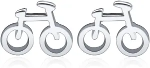 Small Bicycle Studs Earrings for Women Girls 925 Sterling Silver Cartilage Tragus Cute Bike Tiny Unique Safety Pin Earrings Hypoallergenic Post Fashion Personalized Unisex Jewerly Gift for Best Friend