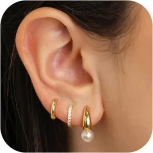 Small Gold Huggie Hoop Earrings Set for WomenDainty 14K Gold Plated Cubic Zirconia Hoop Earrings Stud Earrings SetLightweight Hypoallergenic Earrings for Women Trendy Jewelry Gifts10