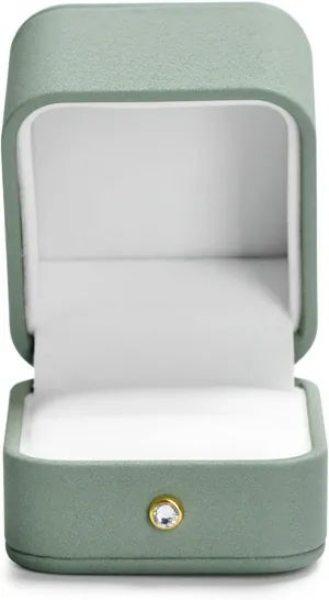 Small Presentation Ring Gift Box Premium Green Leather Ring Box for Proposal Engagement