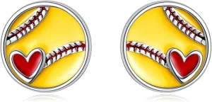 Softball/Baseball/Soccer Stud Earrings Sterling Silver Sport Jewelry for Women Sport Lovers