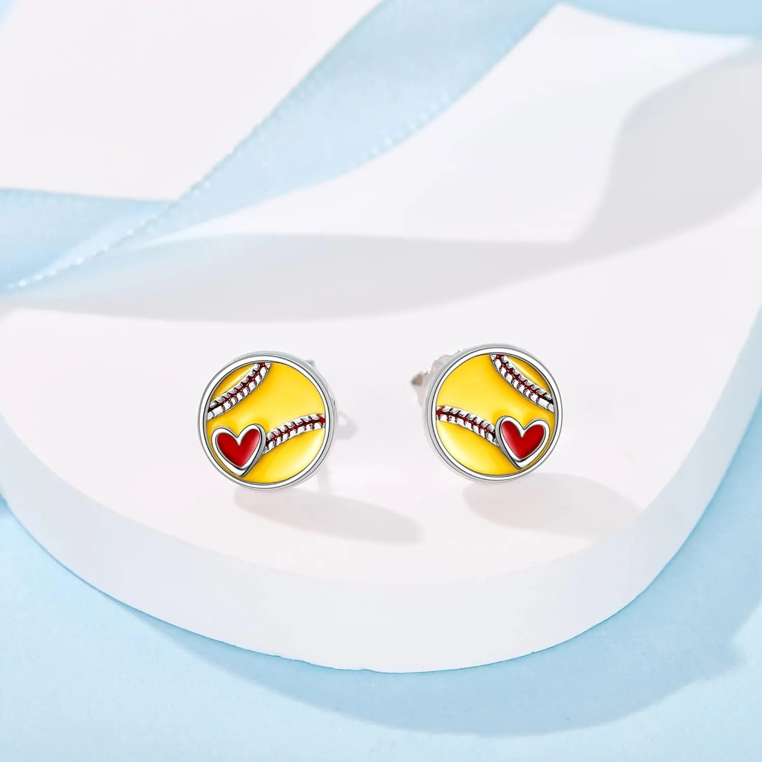 Softball/Baseball/Soccer Stud Earrings Sterling Silver Sport Jewelry for Women Sport Lovers