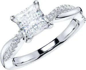Solid 14k White Gold 4-Prong Petite Twisted Vine 1CT Princess Cut Simulated Diamond Engagement Ring Promise Ring