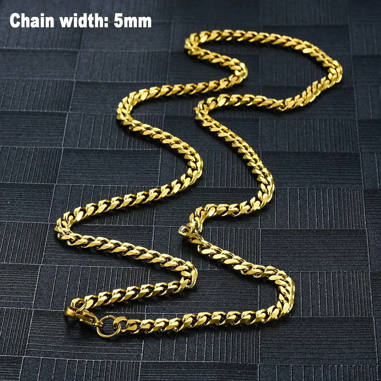 Solid Stainless Steel Cuban Chain Necklace for Men and Women Waterproof Curb Link Necklace Chain-Widths 3.5mm 5mm 7mm 9mm-Chain Lengths 16"-36"