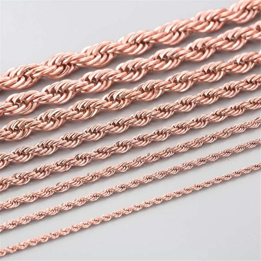 Stainless Steel Rope Chain Necklace for Men Women Twist Rope Chain Solid Jewelry 18-33 Inches Hip Hop Rock Chain